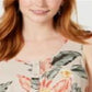 Top feminino sem mangas com estampa estilo &amp; co, decote alto e decotado, floral marrom, tamanho PP