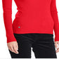 Suéter feminino Ralph Lauren com gola alta canelada, vermelho, tamanho GG