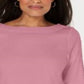 Blusa feminina Karen Scott com acabamento em renda e algodão, rosa, tamanho pequeno