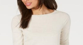 Charter Club Blusa feminina de algodão Pima com botões e ombros de fora, tamanho pequeno P/M