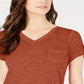 Camiseta feminina estilo &amp; co com decote em V e estampa Burnout, laranja, tamanho pequeno G