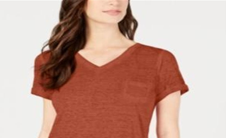 Camiseta feminina estilo &amp; co com decote em V e estampa Burnout, laranja, tamanho pequeno G