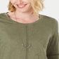 Blusa feminina estilo &amp; co com manga sino e acabamento em crochê, verde, tamanho médio