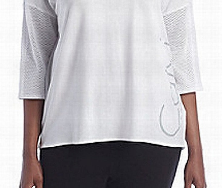 Camiseta Calvin Klein Feminina Plus Size Manga Dolman Logo Branca Tamanho 3X