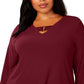 Blusa Alfani Feminina Plus Hi Low Keyhole Berry Tamanho 0X
