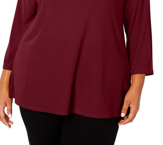 Blusa Alfani Feminina Plus Hi Low Keyhole Berry Tamanho 0X