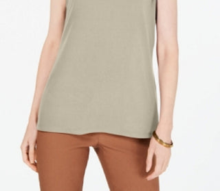 Top feminino Charter Club com decote canoa, marrom, tamanho extragrande