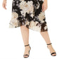 Calvin Klein Saia Feminina Plus com Babados Floral Latte Preta Tamanho 16W