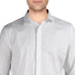 Camisa masculina de algodão estampado Bar III com botões, branca, tamanho GG