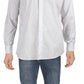 Camisa masculina de algodão estampado Bar III com botões, branca, tamanho GG