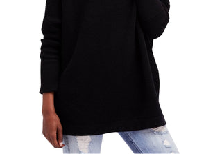 Suéter túnica canelada otomana feminino Free People, preto, tamanho pequeno