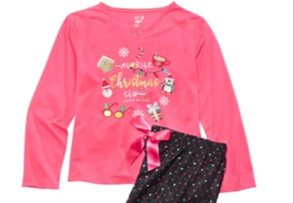 Conjunto de pijama de 2 peças para meninas grandes Max &amp; Olivia, rosa, tamanho grande