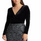 Vestido de veludo com renda Ralph Lauren feminino, preto, tamanho 18