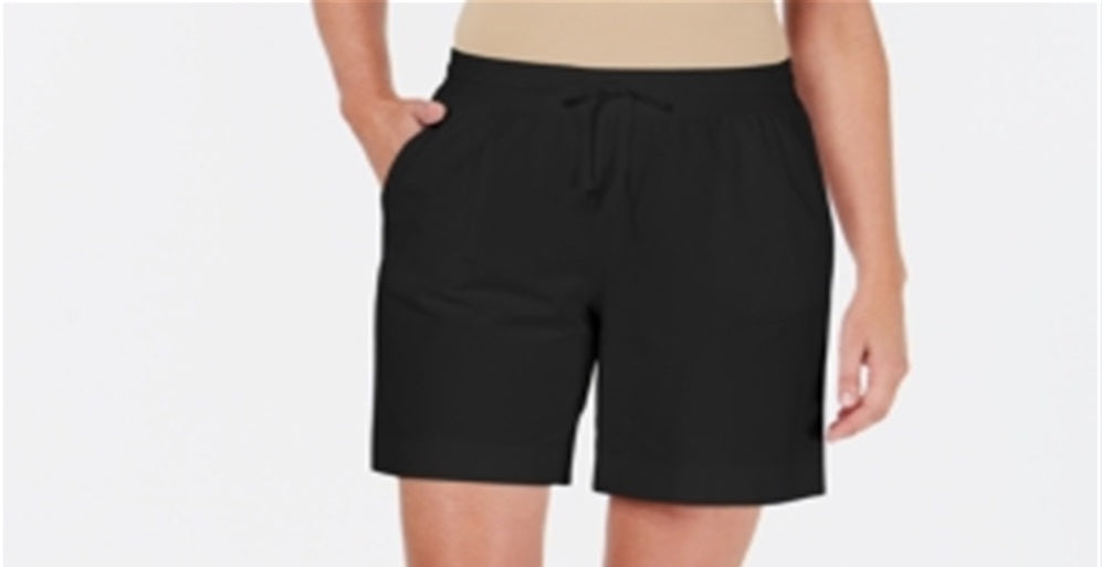 Shorts femininos Karen Scott com cordão, verde oliva, tamanho pequeno, P/M