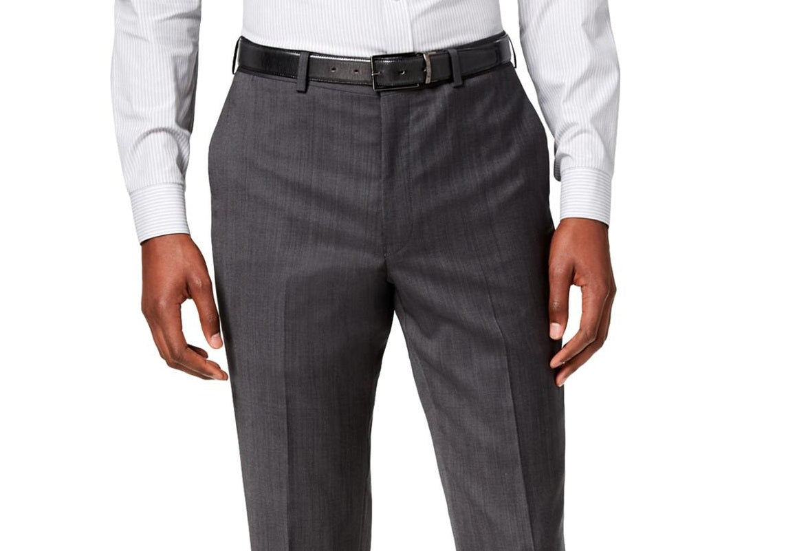 Calça de terno masculina DKNY Dean Modern Fit Tapered, preta, tamanho 38x30