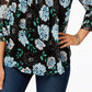 Top feminino estampado com pregas Charter Club, preto, tamanho grande
