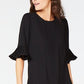 Vestido feminino Alfani com babados e acabamento plissado, preto, tamanho 10, pequeno