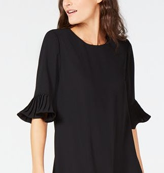 Vestido feminino Alfani com babados e acabamento plissado, preto, tamanho 10, pequeno