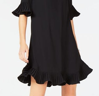 Vestido feminino Alfani com babados e acabamento plissado, preto, tamanho 10, pequeno