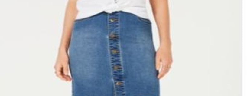 Saia jeans feminina com botões frontais Style &amp; Co, azul, tamanho 14