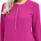 Blusa feminina plissada nas costas, rosa, tamanho XS, da coleção JM