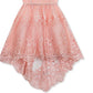 Vestido ilusão de renda para meninas grandes, edições raras, rosa, tamanho 12