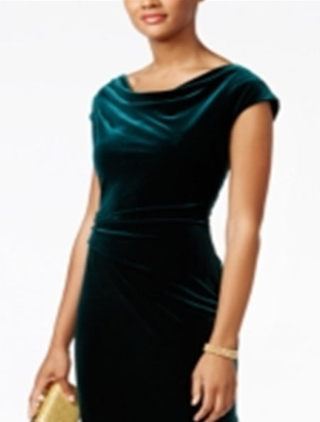 Vestido feminino Vince Camuto de veludo com recorte nas costas, verde, tamanho 4