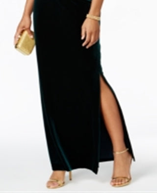 Vestido feminino Vince Camuto de veludo com recorte nas costas, verde, tamanho 4