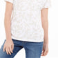 Camiseta feminina Karen Scott com estampa de videira, branca, tamanho grande