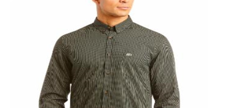 Camisa de popeline xadrez xadrez xadrez masculina Lacoste, tamanho 2XL, verde