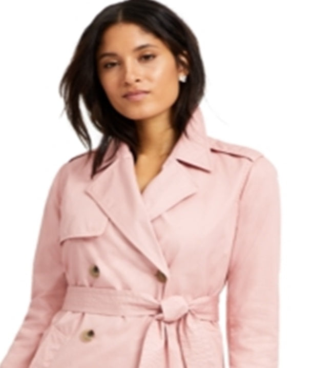 Casaco trench coat feminino clássico liso Charter Club rosa tamanho XX-G