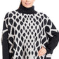 Poncho feminino Joseph A Plus Abstract com gola alta, cinza, tamanho 2X