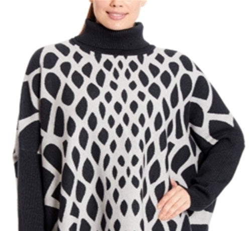 Poncho feminino Joseph A Plus Abstract com gola alta, cinza, tamanho 2X