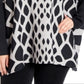 Poncho feminino Joseph A Plus Abstract com gola alta, cinza, tamanho 2X