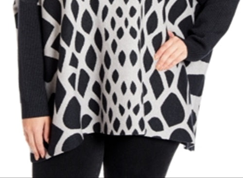 Poncho feminino Joseph A Plus Abstract com gola alta, cinza, tamanho 2X