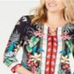 Túnica feminina estampada com anel JM Collection, preta, tamanho pequeno