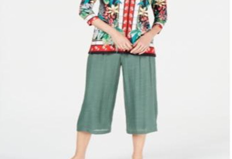Túnica feminina estampada com anel JM Collection, preta, tamanho pequeno