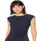 Vestido de malha elástica com bolinhas Ralph Lauren feminino, azul, tamanho extragrande