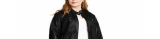 Jaqueta de couro sintético Jou Jou feminina da moda plus size preta tamanho XX-G