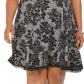 Vestido longo feminino Robbie Bee Plus com acabamento em crochê floral e manga curta, cinza, tamanho 2X