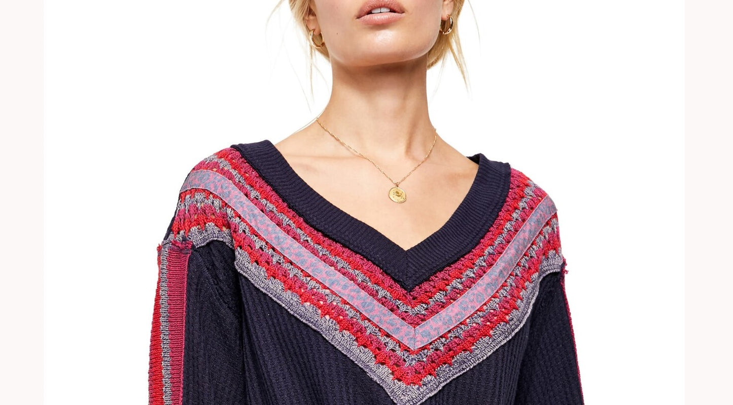 Suéter térmico feminino Copenhagen da Free People, azul, tamanho médio