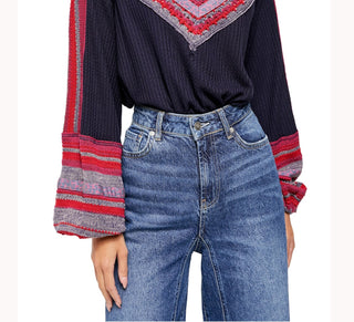 Suéter térmico feminino Copenhagen da Free People, azul, tamanho médio