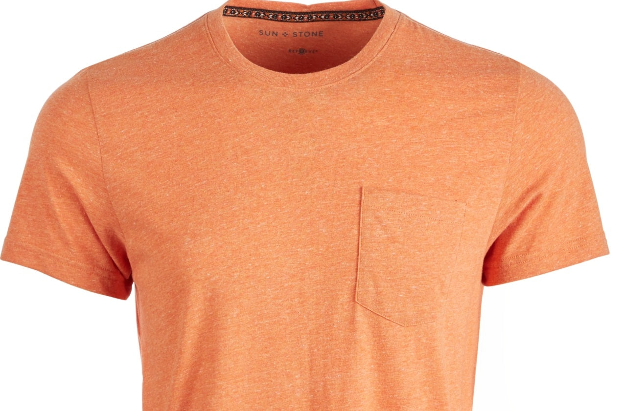 Camiseta masculina Dakota Pocket de manga curta e gola redonda Sun + Stone, laranja, tamanho GG