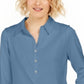 Camisa polo feminina Charter Club Supima Cotton manga 3/4 azul tamanho extragrande