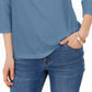 Camisa polo feminina Charter Club Supima Cotton manga 3/4 azul tamanho extragrande