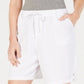 Shorts de algodão com cordão feminino Karen Scott, branco, tamanho médio