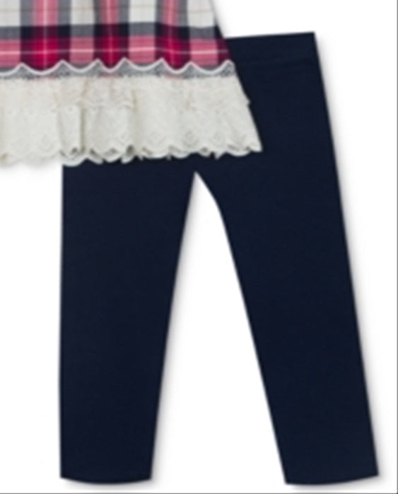 Conjunto de túnica e legging xadrez para meninas, 2 peças, edições raras, rosa, tamanho 6 a 9 meses