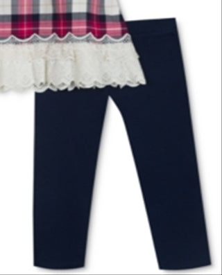 Conjunto de túnica e legging xadrez para meninas, 2 peças, edições raras, rosa, tamanho 6 a 9 meses