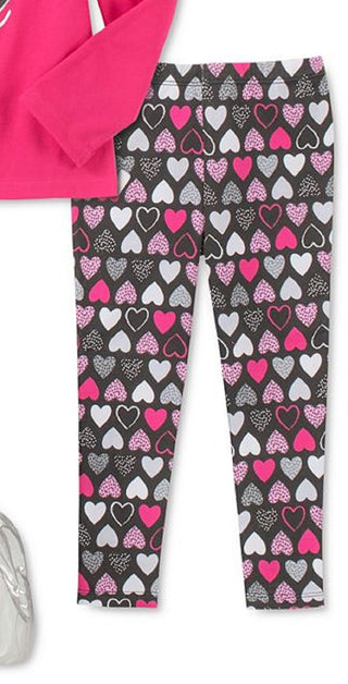 Conjunto infantil Headquarters para meninas, 3 peças, colete metálico, top Love e leggings estampados, rosa, tamanho 6X