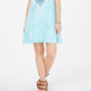 Vestido estilo camiseta feminino com decote redondo e estampa gráfica, azul, tamanho grande